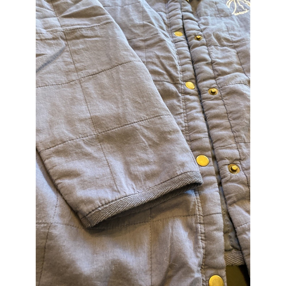 Amuse‎ Society Women Jacket L/XL Blue Palm Embroidered Quilted ButtonUp Beach - Picture 5 of 8